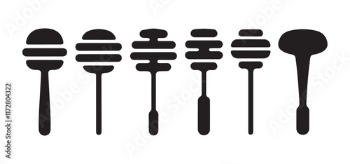 Honey dipper icon collection on white background