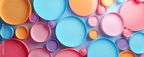 Colorful circular plates arranged beautifully.