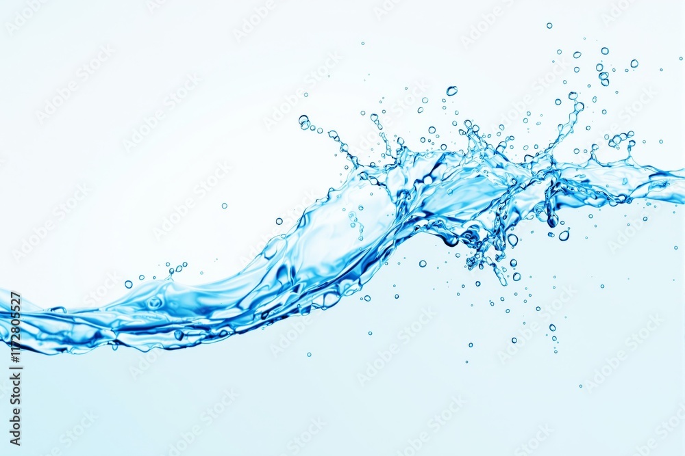 Dynamic splash of fresh blue water with droplets on light background, fluid motion concept, symbolizing purity and hydration. Ai generative Dynamic splash of fresh blue water with droplets on light background, fluid motion concept, symbolizing purity and hydration. Ai generative