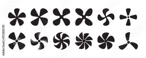 Propeller icon collection on white background