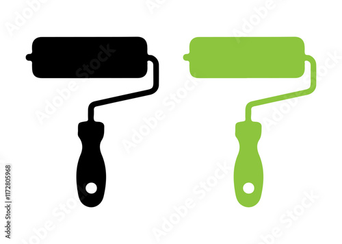 Paint roller icon collection on white background