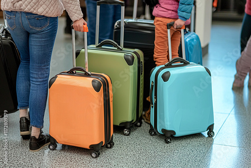 Family preparing for a journey at a travel agency