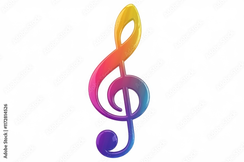 Fototapeta premium A colorful treble clef symbol on a white background