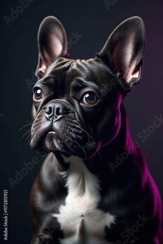 French bulldog in a somber mood with cool shades, calmcanine, introspectivepup photo