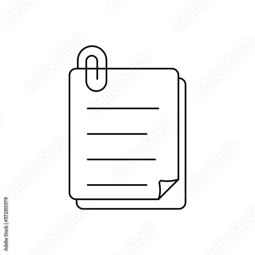 Paper Clip lineal icon with white background vector stock illustration