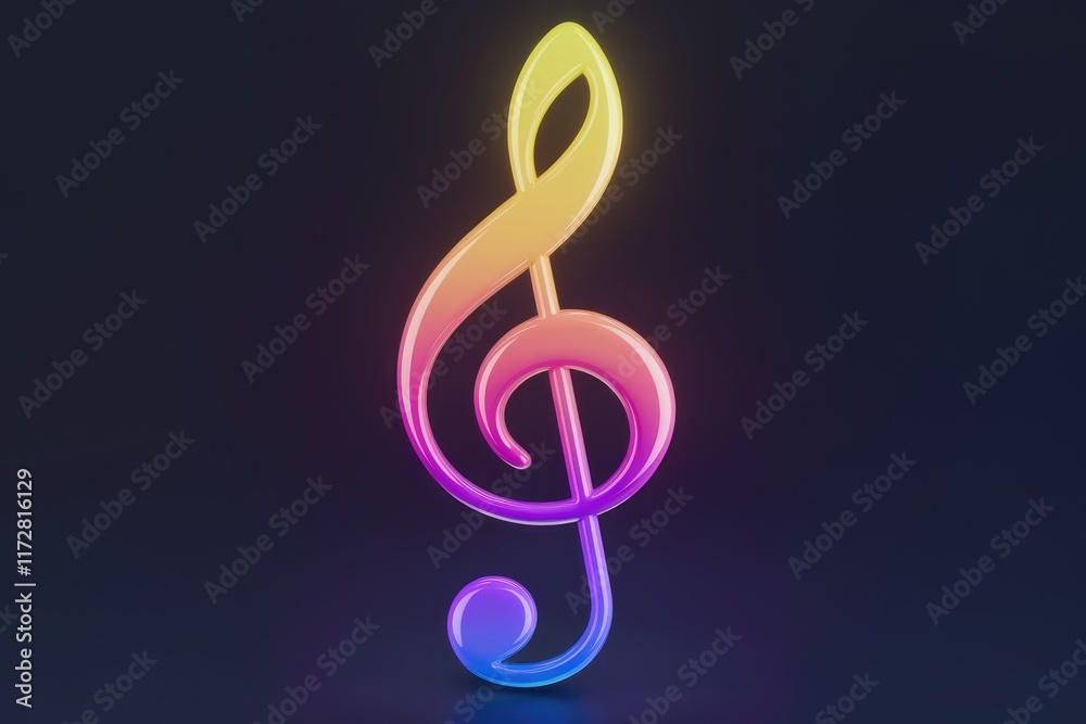 Fototapeta premium A colorful 3D rendering of a treble clef.