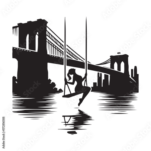 East Coast Swing Silhouette Vector Illustration, Solid White Background.