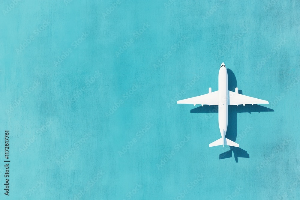 Fototapeta premium Airplane flying clear blue sky