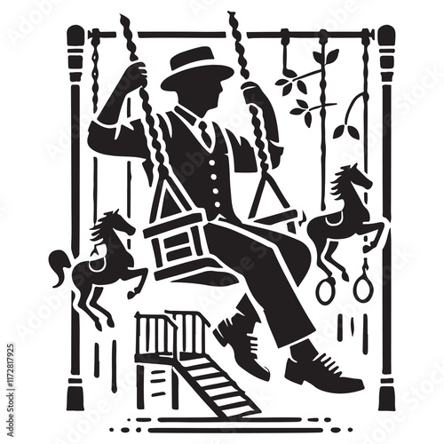 East Coast Swing Silhouette Vector Illustration, Solid White Background.