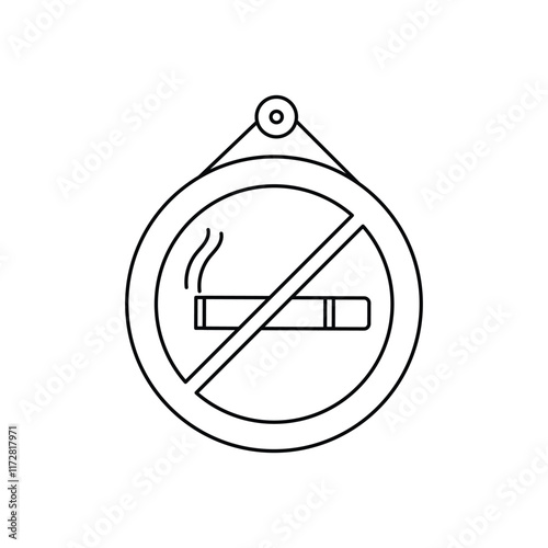 No Smoking lineal icon with white background vector stock illustration