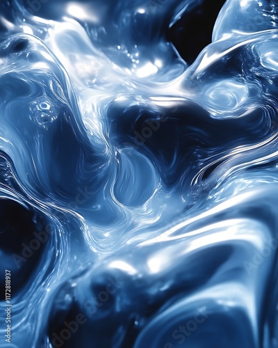 Wallpaper Mural Abstract blue liquid swirls, digital art. Torontodigital.ca