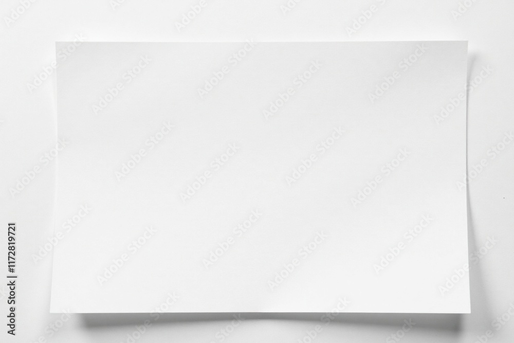 Simple sheet of paper horizontal on white background, clean, material Simple sheet of paper horizontal on white background, clean, material