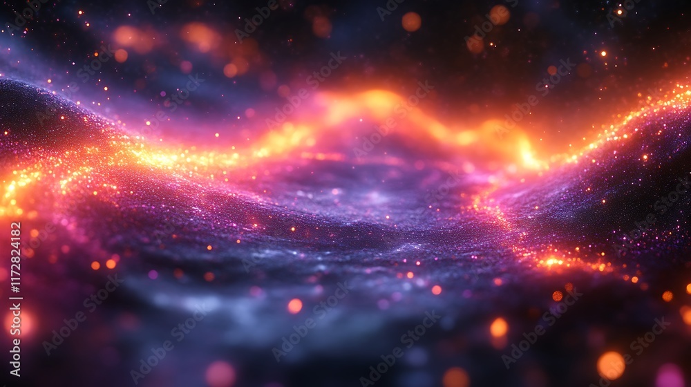 Obraz premium Abstract glowing particles wave. (14)