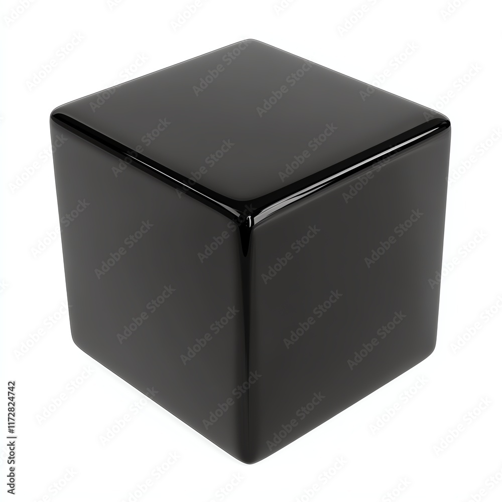 Black glossy cube on a white isolated background. Black glossy cube on a white isolated background.