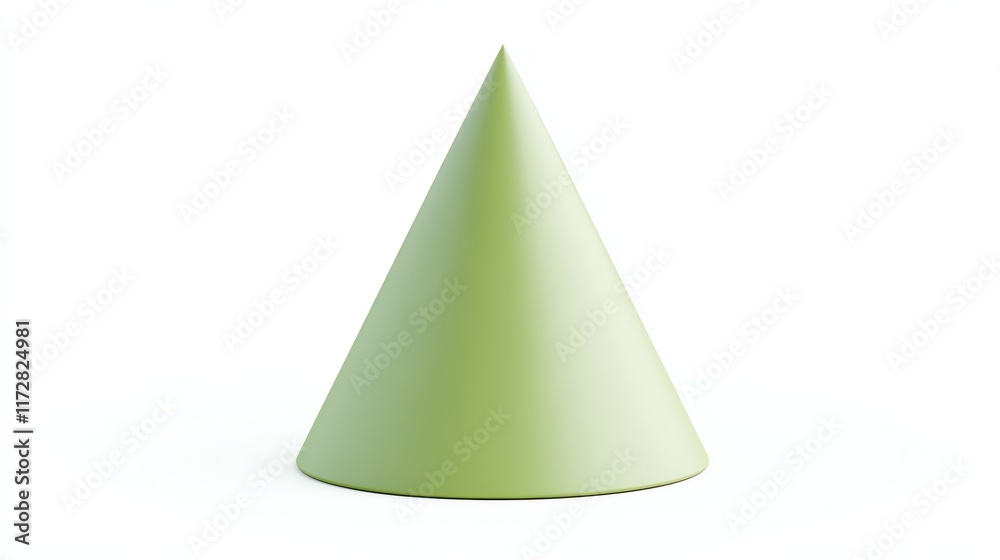 Green cone shape on white isolated background for graphic or design usage. Green cone shape on white isolated background for graphic or design usage.