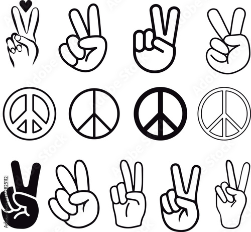 pack with hand making peace sign