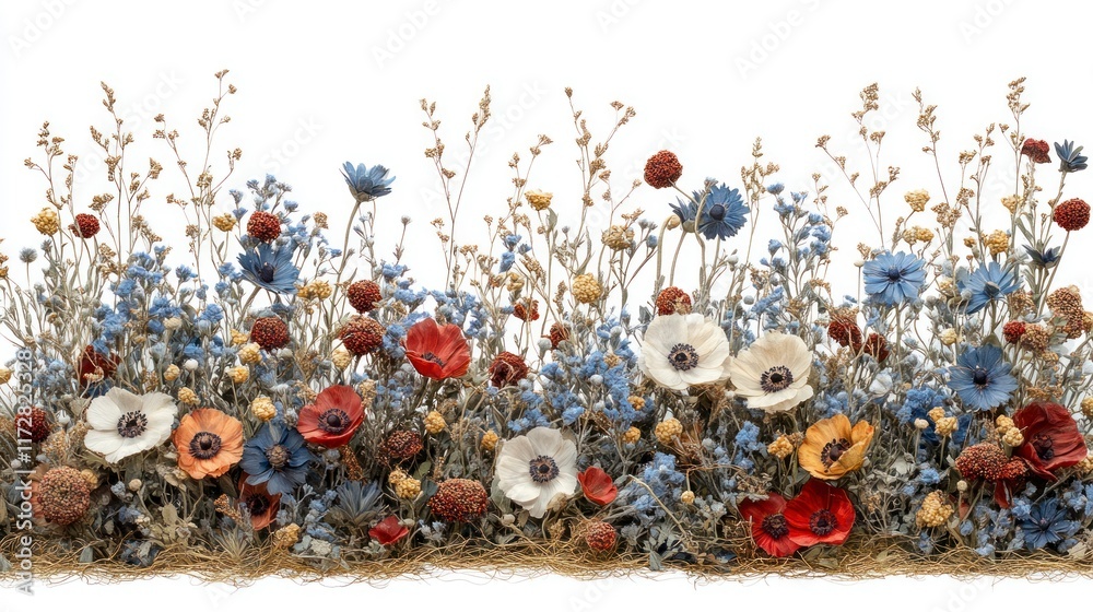 © Teresaart - Elegant Floral Arrangement for Independence Day Celebration with Colorful Flowers and Natural Elements in Bright Corner