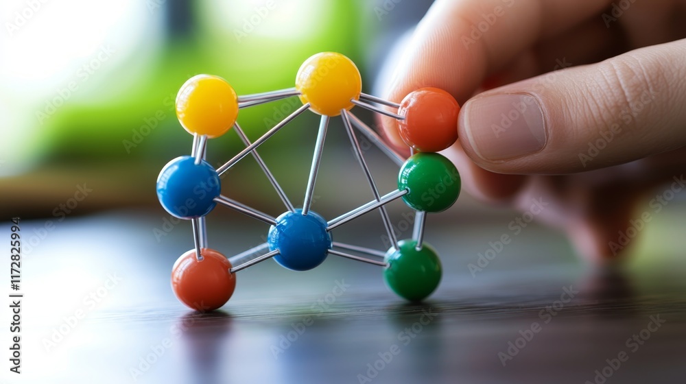 Obraz premium Colorful Abstract Nodes Connected in an Interconnected Structure