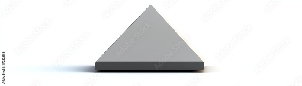 Gray triangular shape, white isolate background Gray triangular shape, white isolate background