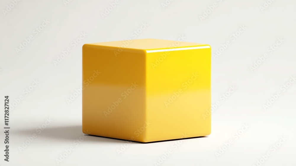 Bright yellow cube on white isolated background. Bright yellow cube on white isolated background.