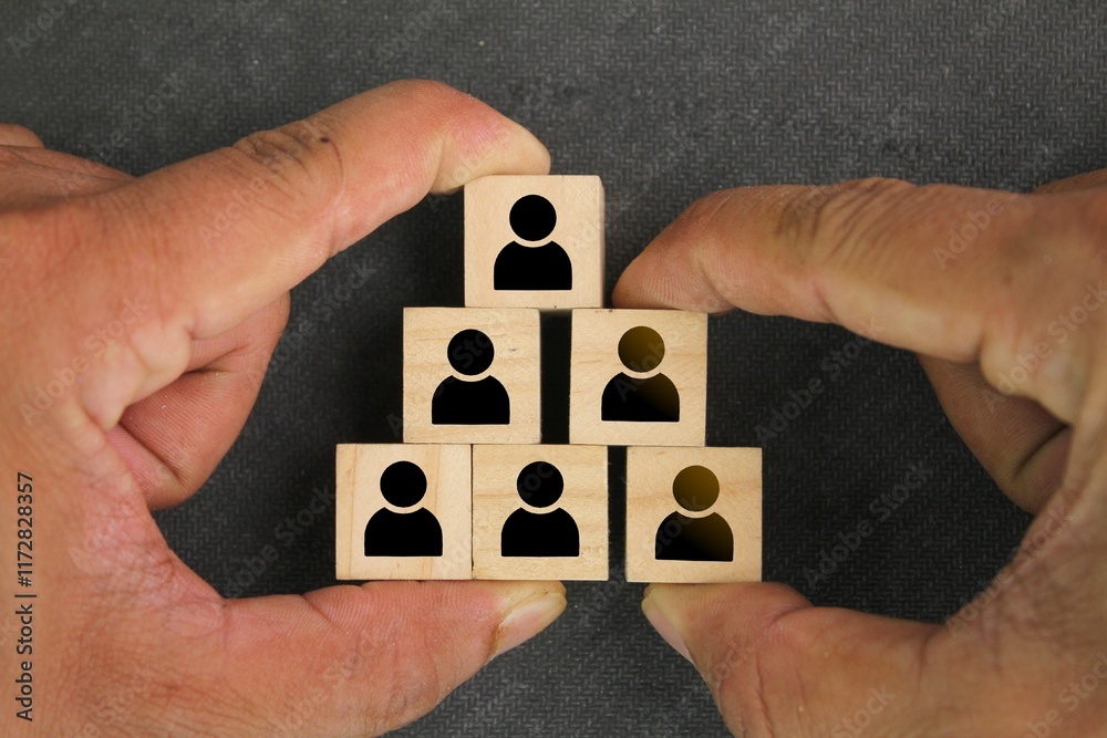 hierarchical arrangement of groups or teamwork. Human resources, corporate hierarchy concept and multilevel marketing recruiter complete team represented hierarchical arrangement of groups or teamwork. Human resources, corporate hierarchy concept and multilevel marketing recruiter complete team represented