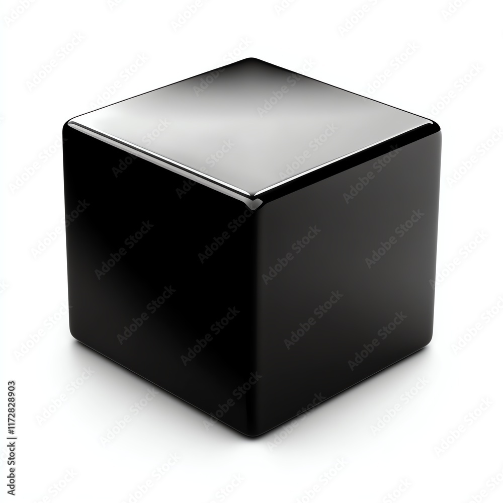 Black cube, polished surface, isolated on white background. Black cube, polished surface, isolated on white background.