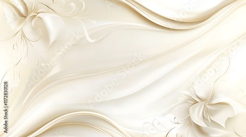 Elegant Cream Waves with Floral Designs