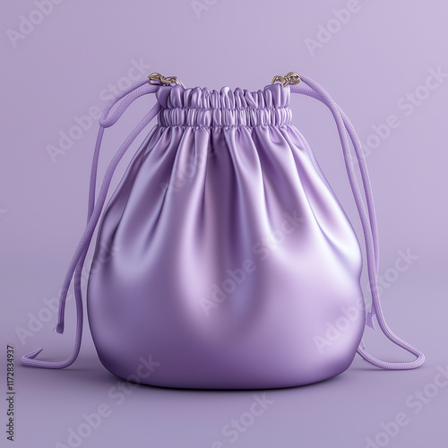 Artistic Representation: Lavender Drawstring Bag in 3D Isometric View photo