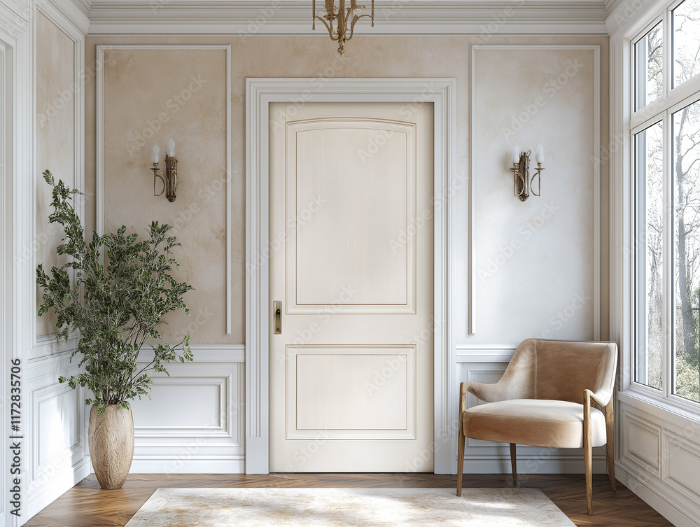 Fototapeta premium Elite Scrub in a Lavish Cream-Colored Entryway