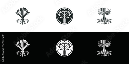 Multipurpose technology tree vector logo with modern and minimalist style