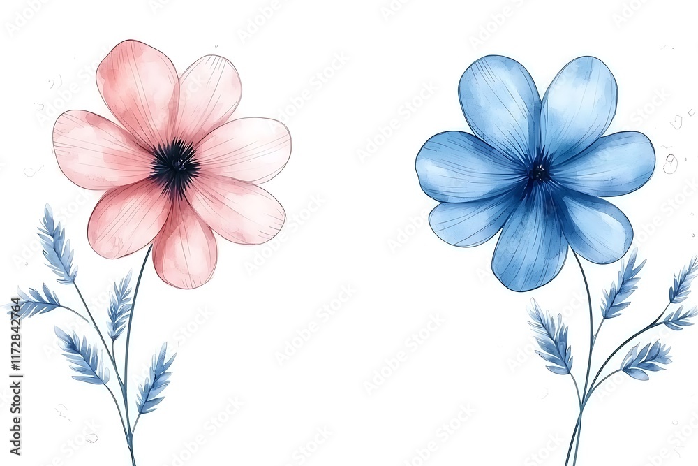 Obraz premium Watercolor style love flowers for valentine's day romantic artwork floral theme