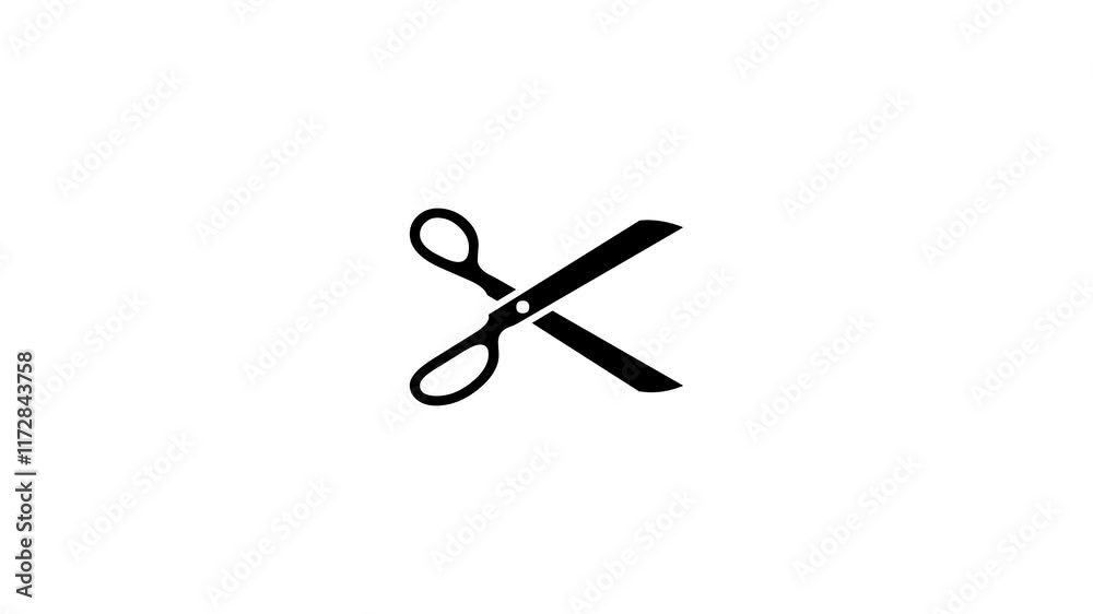 Scissors cutting icon, scissors cutting dash mark icon simple design animation background. Scissors cutting icon, scissors cutting dash mark icon simple design animation background.