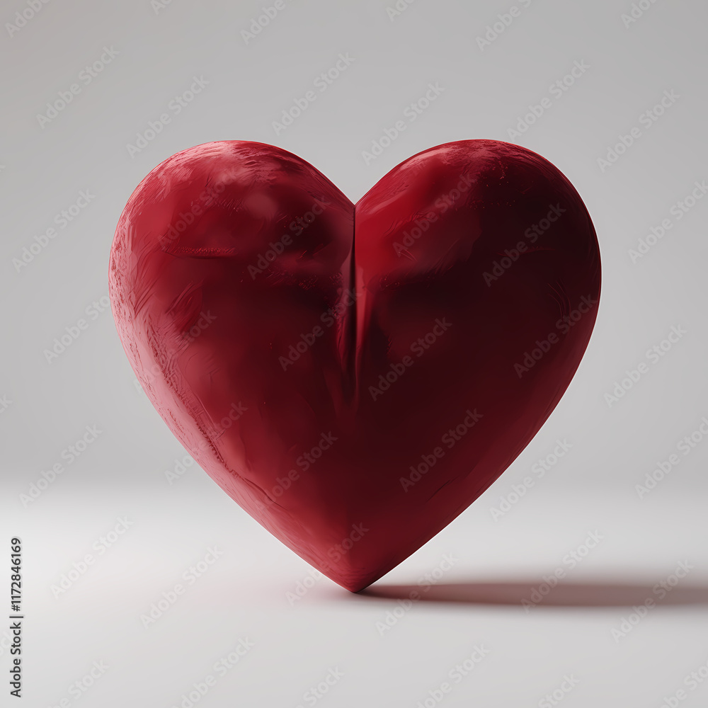 3D rendering of a velvety red heart 3D rendering of a velvety red heart
