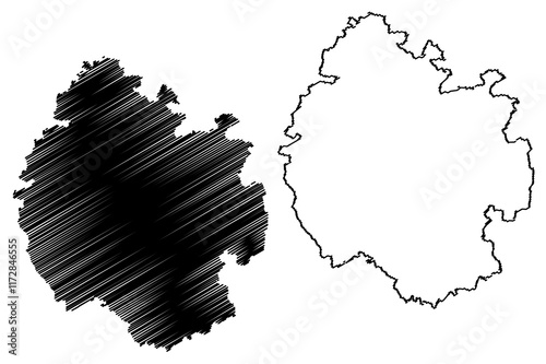 Herefordshire county (United Kingdom, Ceremonial county of England) map vector illustration, scribble sketch Herefordshire map