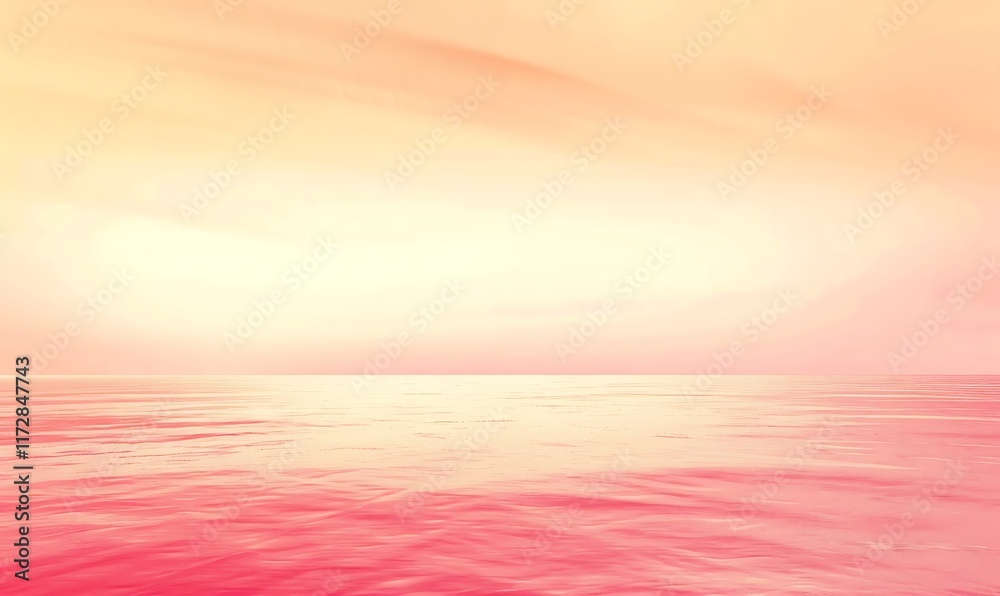 Obraz premium A smooth transition from light peach to dark coral, bathed in sunlight from the horizon, creating a warm and tranquil atmosphere