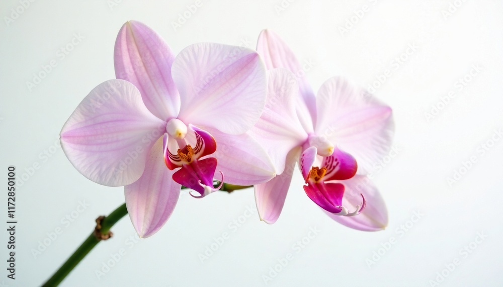 Pastel peacock orchid with delicate petals and long spurs on a white background, epiphytes, acidanthera, botanicals Pastel peacock orchid with delicate petals and long spurs on a white background, epiphytes, acidanthera, botanicals
