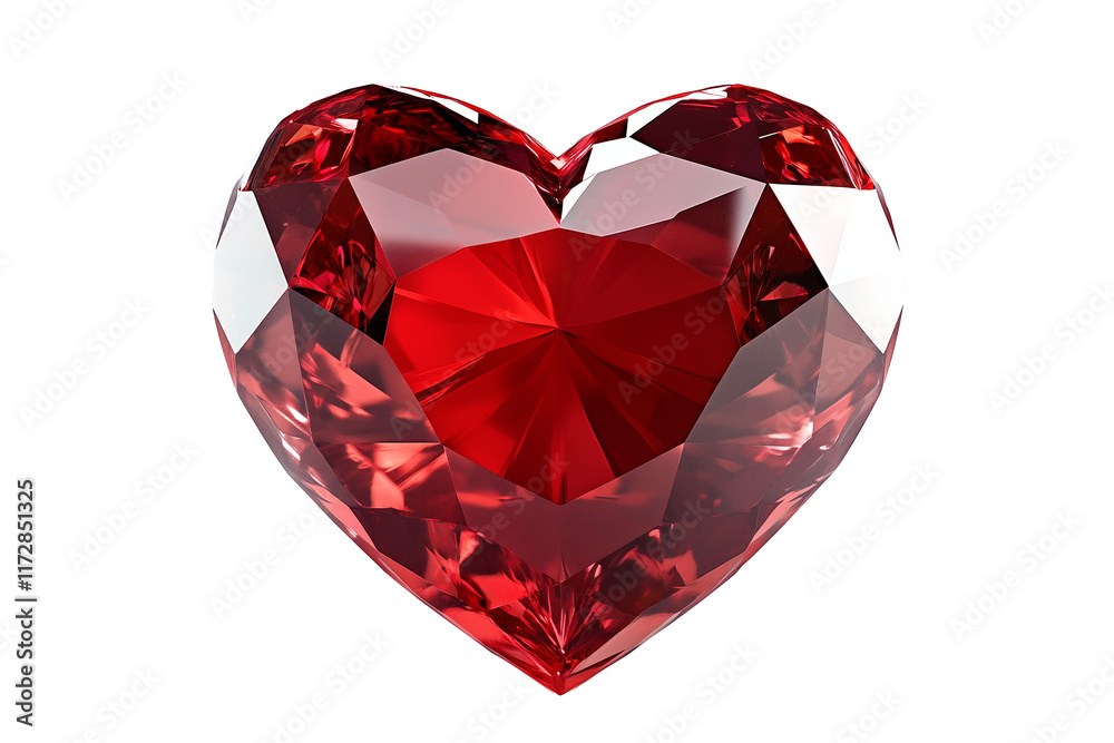 A shattered red crystal heart with intricate fractures and glossy texture isolated on white transparent background, symbolizing broken love A shattered red crystal heart with intricate fractures and glossy texture isolated on white transparent background, symbolizing broken love