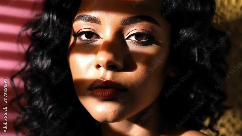 Subtle expressions in soft sunlight through window blinds Subtle expressions in soft sunlight through window blinds