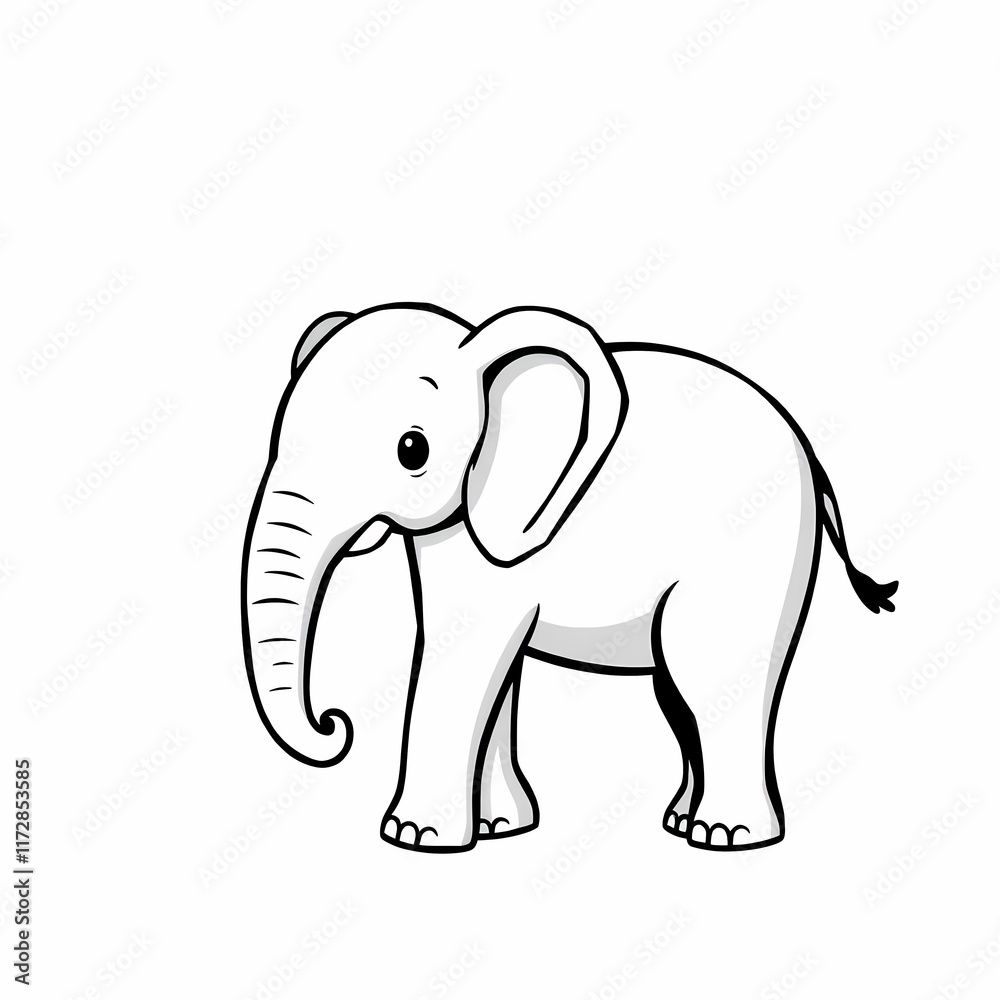 Adorable Elephant Illustration: A cute and simple line drawing of an elephant, perfect for children's books, educational materials, or any project that needs a touch of charm. Adorable Elephant Illustration: A cute and simple line drawing of an elephant, perfect for children's books, educational materials, or any project that needs a touch of charm.