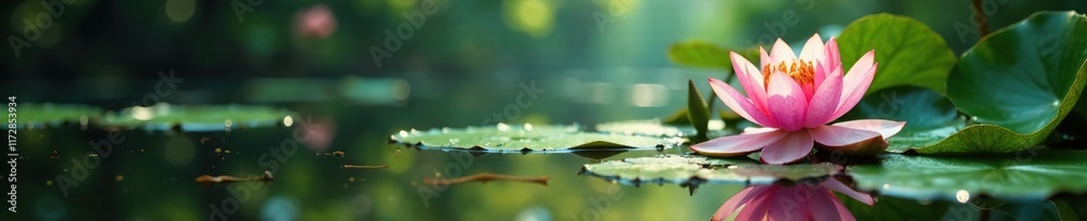 Water lily roots and aquatic plants in a pond, serene, nature, reflection Water lily roots and aquatic plants in a pond, serene, nature, reflection