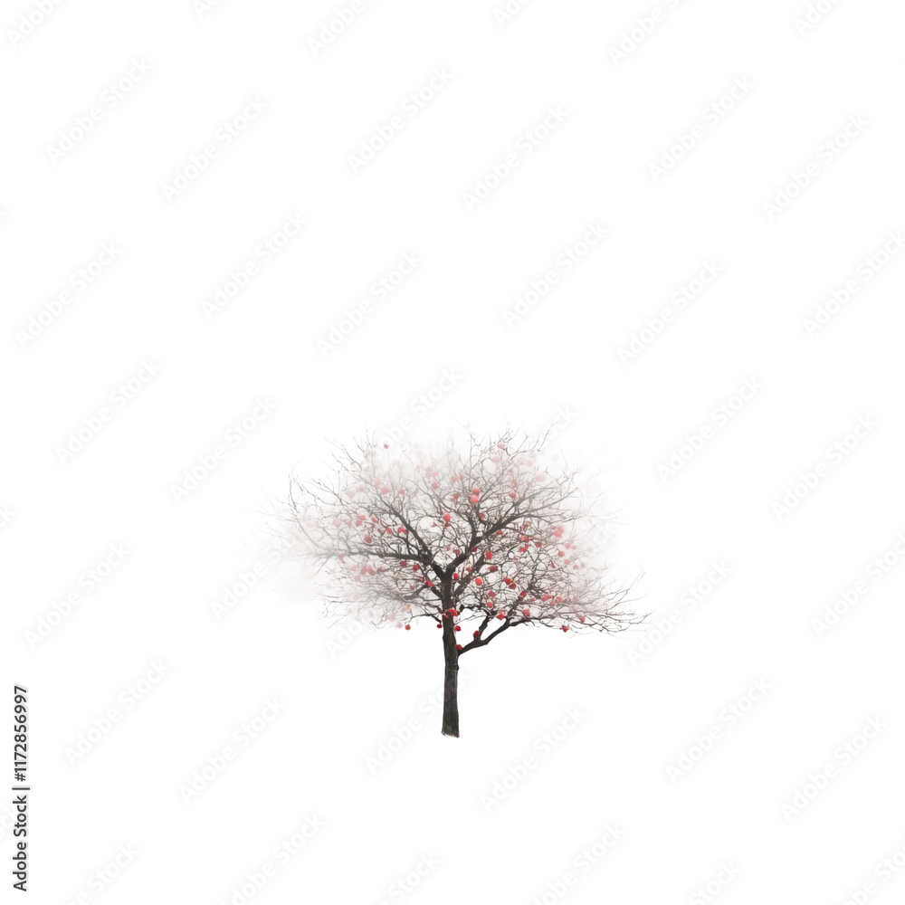 Obraz premium cherry blossom tree pink flowers nature beauty isolated on a white background