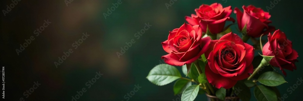 Red roses in a lush floral arrangement with green leaves, rose, vase Red roses in a lush floral arrangement with green leaves, rose, vase