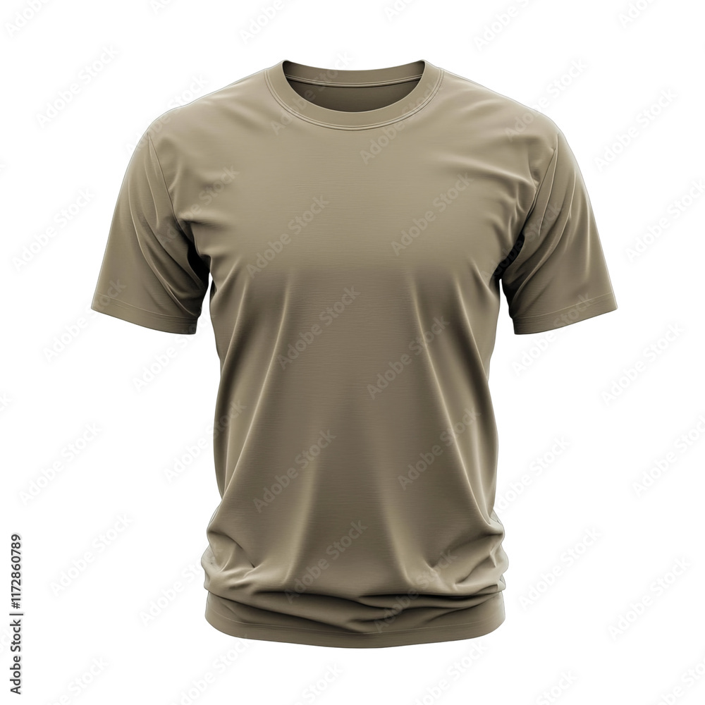 mens t-shirt hyperrealistic 3D in army tan isolated on a wihte background mens t-shirt hyperrealistic 3D in army tan isolated on a wihte background
