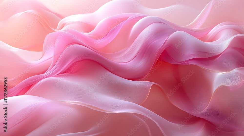 Obraz premium Abstract pink waves, flowing fabric texture.