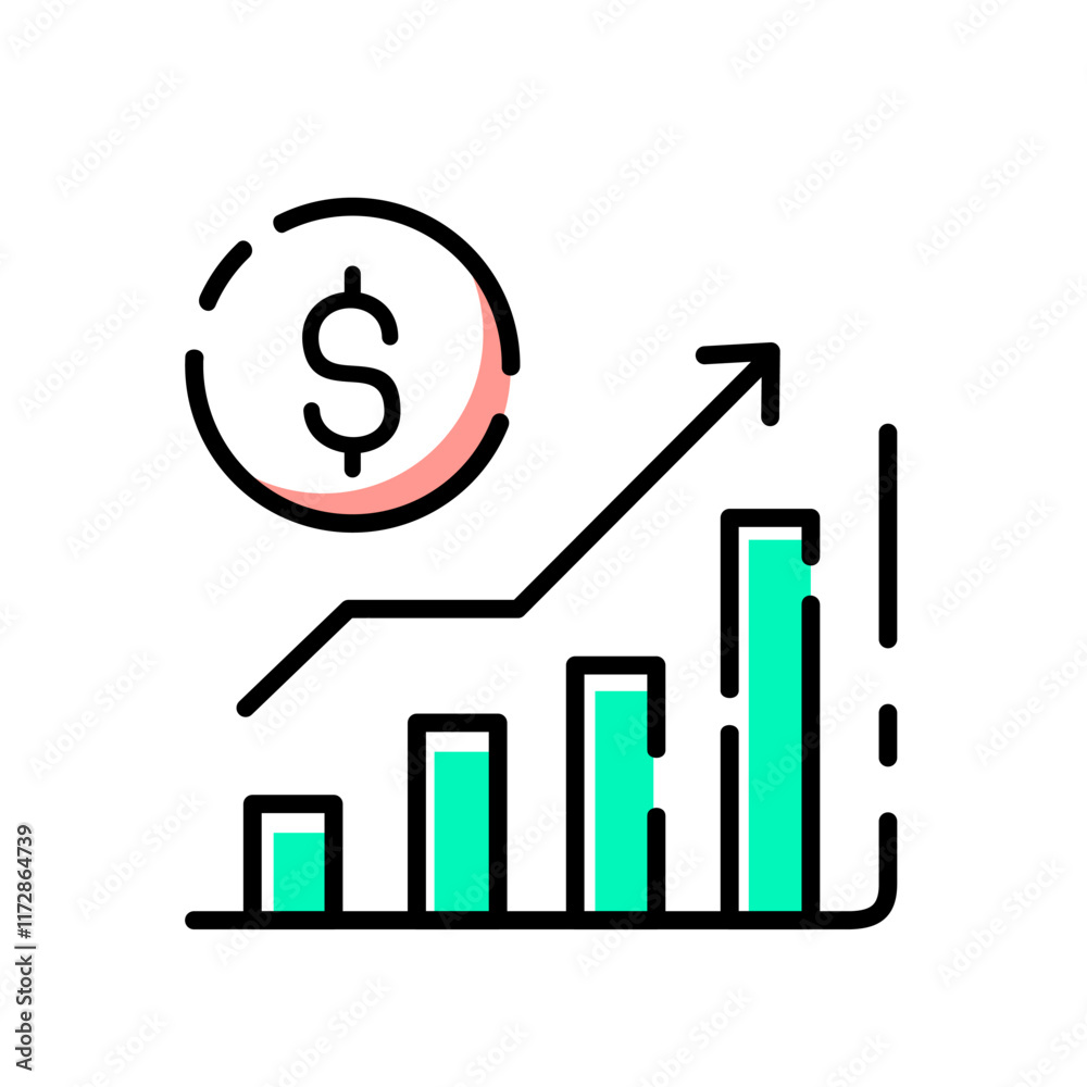 Line icon graph. data, bars and economic growth elements for business infographics. visualization of data statistics and analytics. isolated on white background. vector illustration Line icon graph. data, bars and economic growth elements for business infographics. visualization of data statistics and analytics. isolated on white background. vector illustration