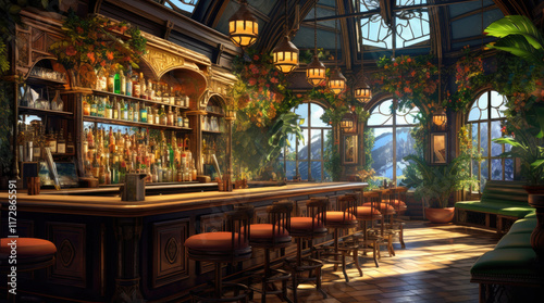 Obraz na płótnie An illustration of a bar w salonie