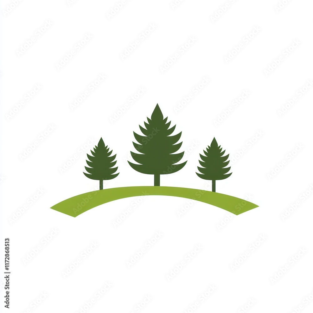 Fototapeta premium Three Pine Trees on a Gently Curved Hill