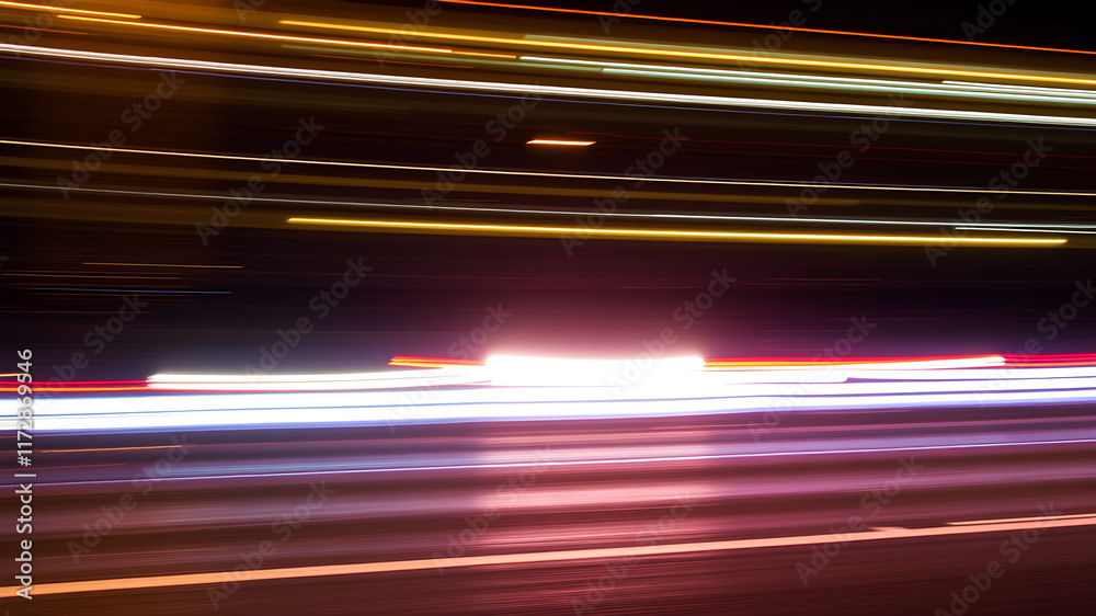 Car lights streaking past. Generative AI Car lights streaking past. Generative AI