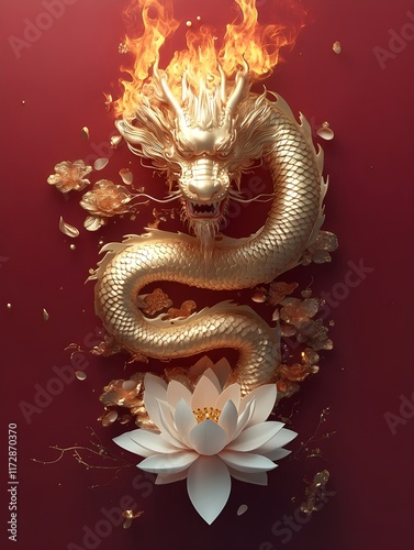 Golden Dragon Statue, a symbol of power and good fortune in Chinese culture, is a popular motif in art, design, perfect for Chinese New Year decorations