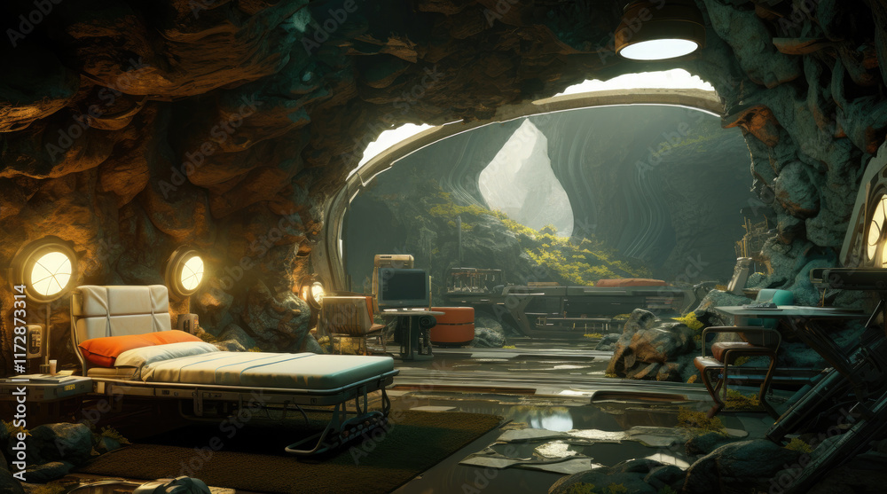 An illustration of a secret laboratory.